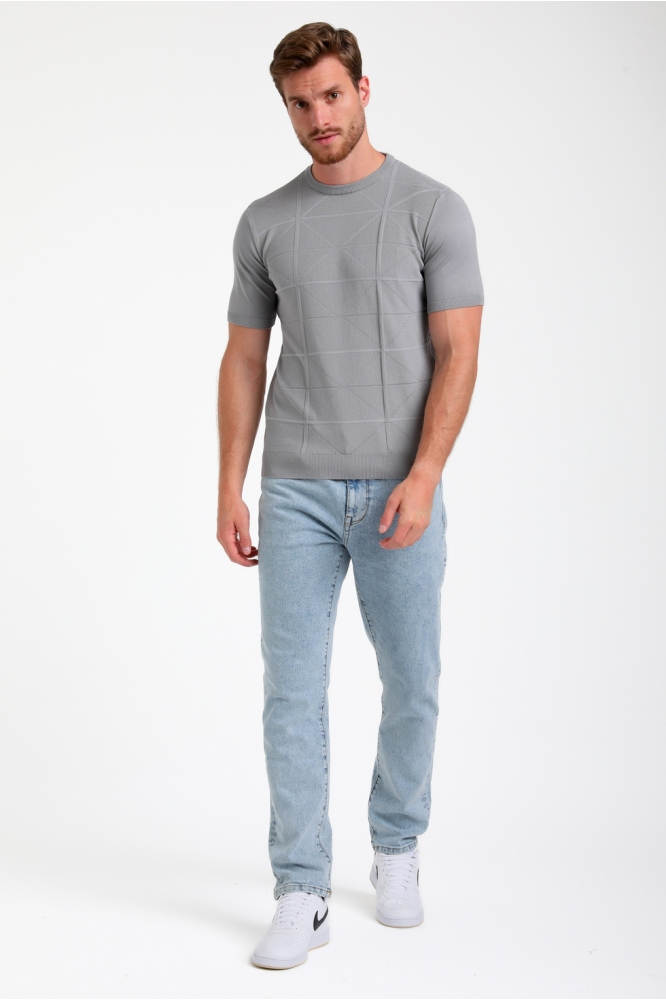 GESTRUCTUREERD T SHIRT 155510 605 grey melange